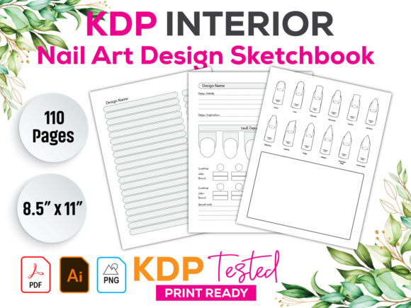 Download Nail Art Design Sketchbook KDP Interior - Interior Collection