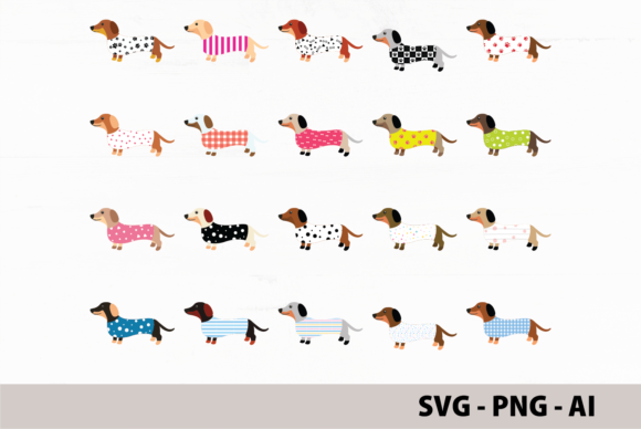 Download Dachshunds Clipart, Colorful Weiner Dogs - Colorful Collection