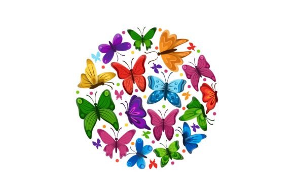 Download Circular Pattern with Colorful Butterfli - Colorful Collection